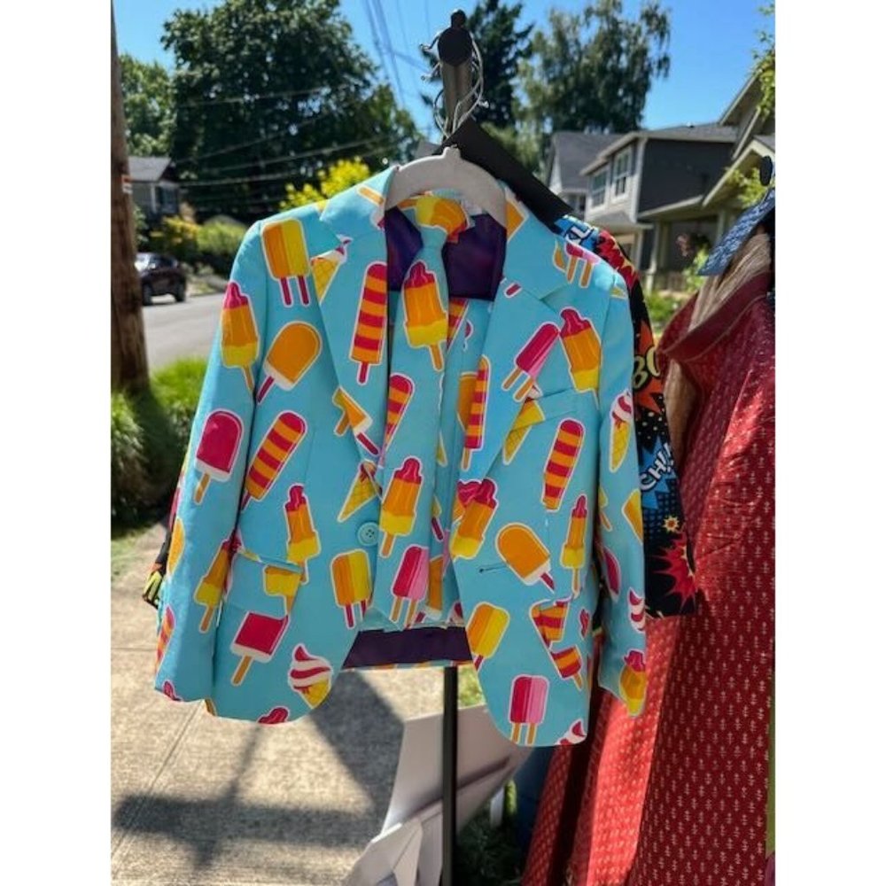 **OPPOSUITS - Boys COOL CONES/POPSICLE SUIT w/ TIE - LIKE NEW**